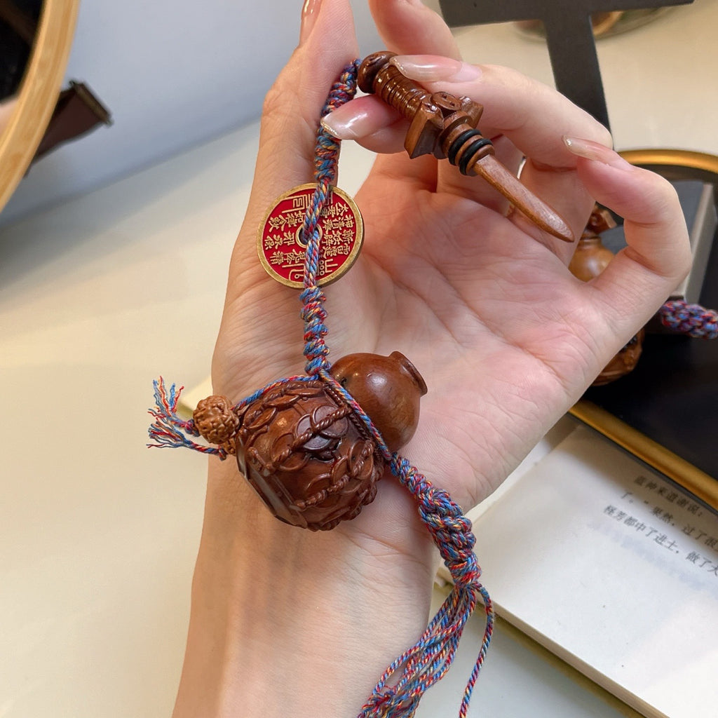 Zenflowing Thunder Wood "Wealth Around Waist" Gourd Pendant