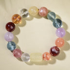 Natural Multi-Treasure Crystal Bracelet – Yellow Tower, Pink & Purple Quartz Beads