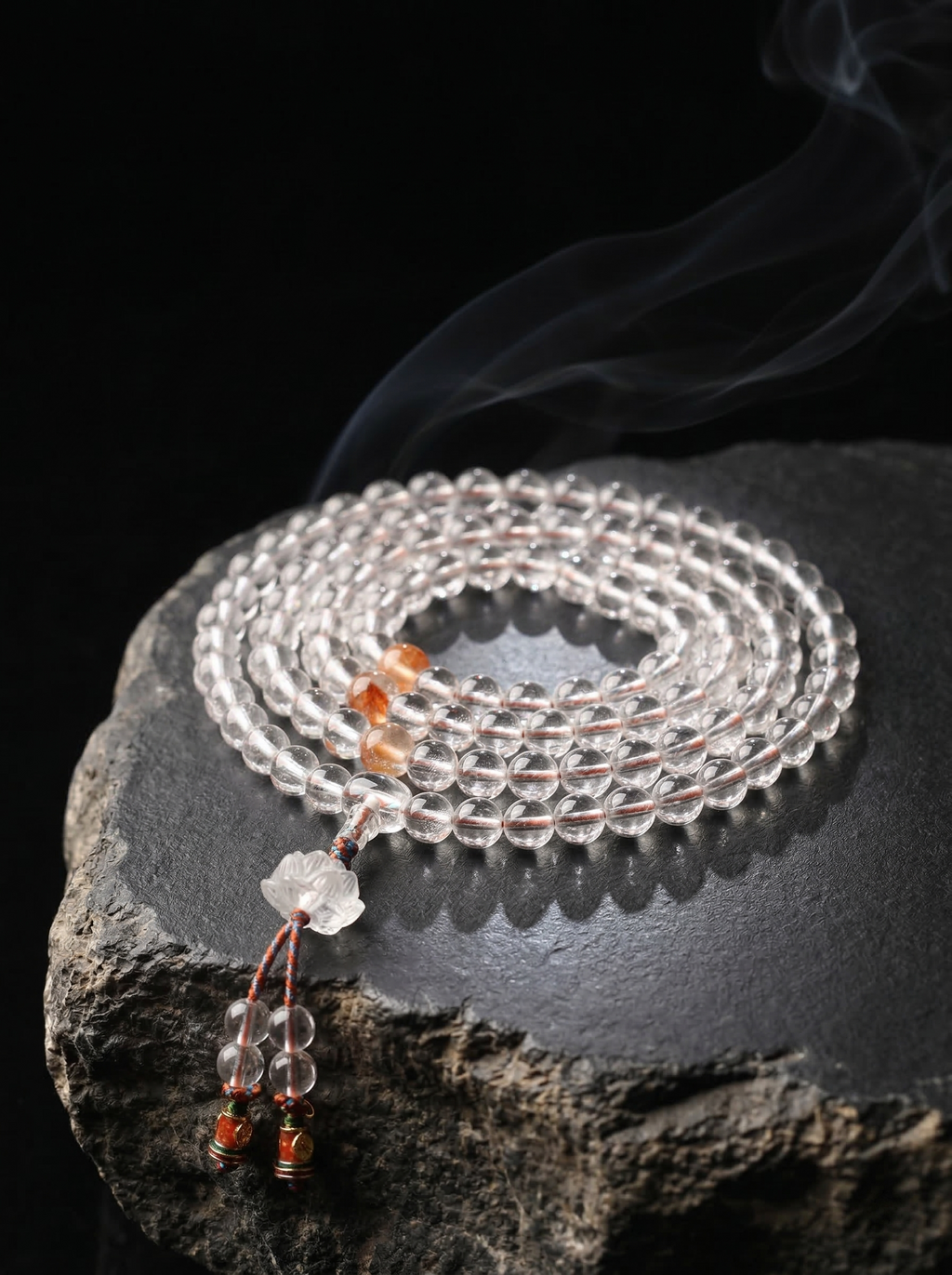 Zenflowing Natural White Crystal 108 Beads Mala Bracelet