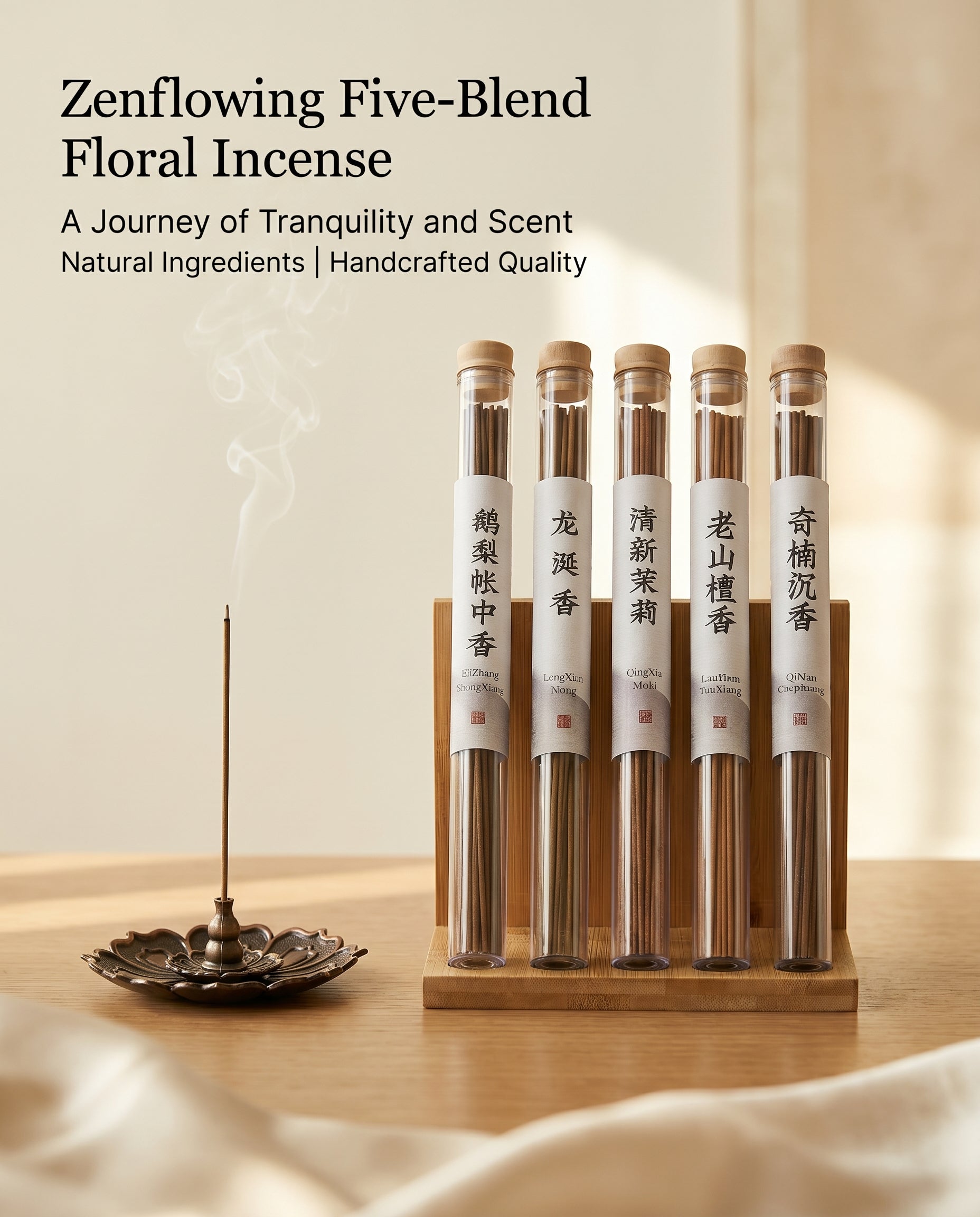 Zenflowing Promotes Restful Sleep Five-Blend Floral Incense Gift Set