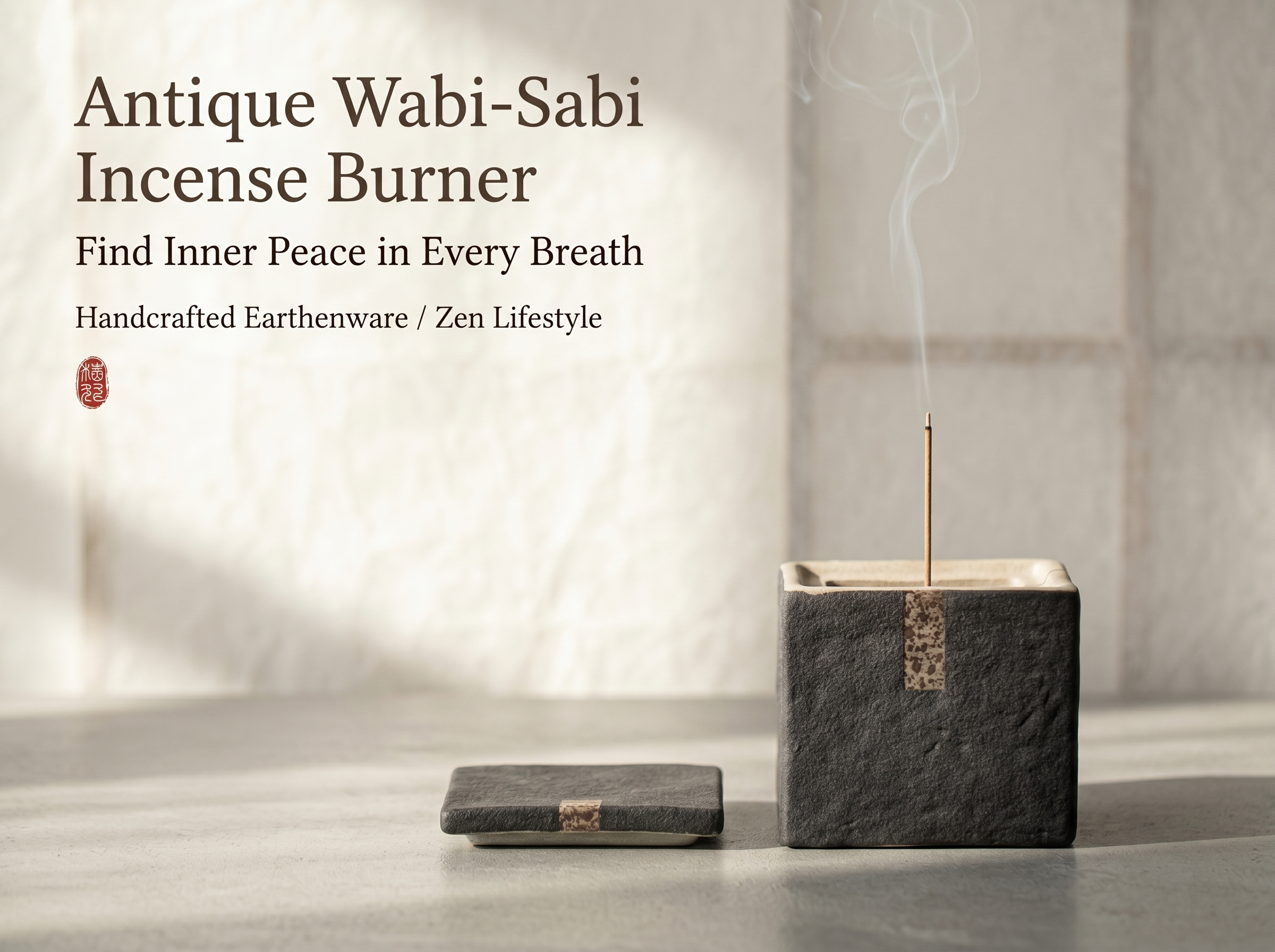Zenflowing Antique Wabi-Sabi Earthenware Incense Burner