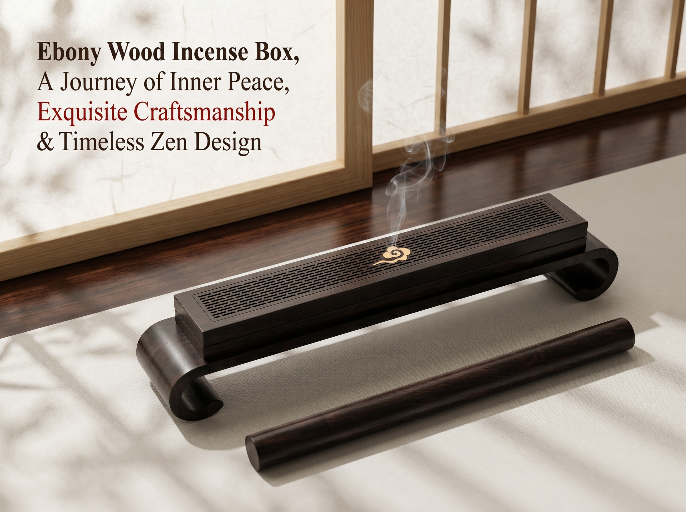 Zenflowing Ebony Wood Horizontal Incense Box