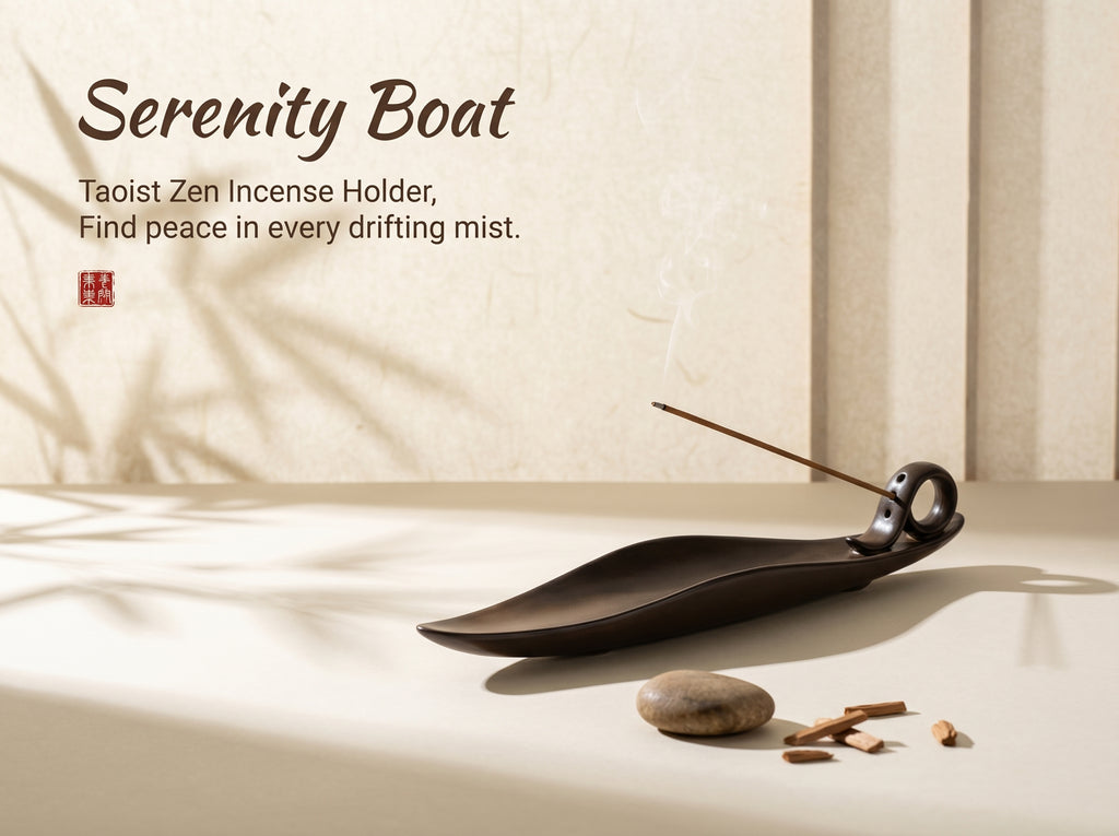 Zenflowing Taoist Serenity Boat Ceramic Incense Holder