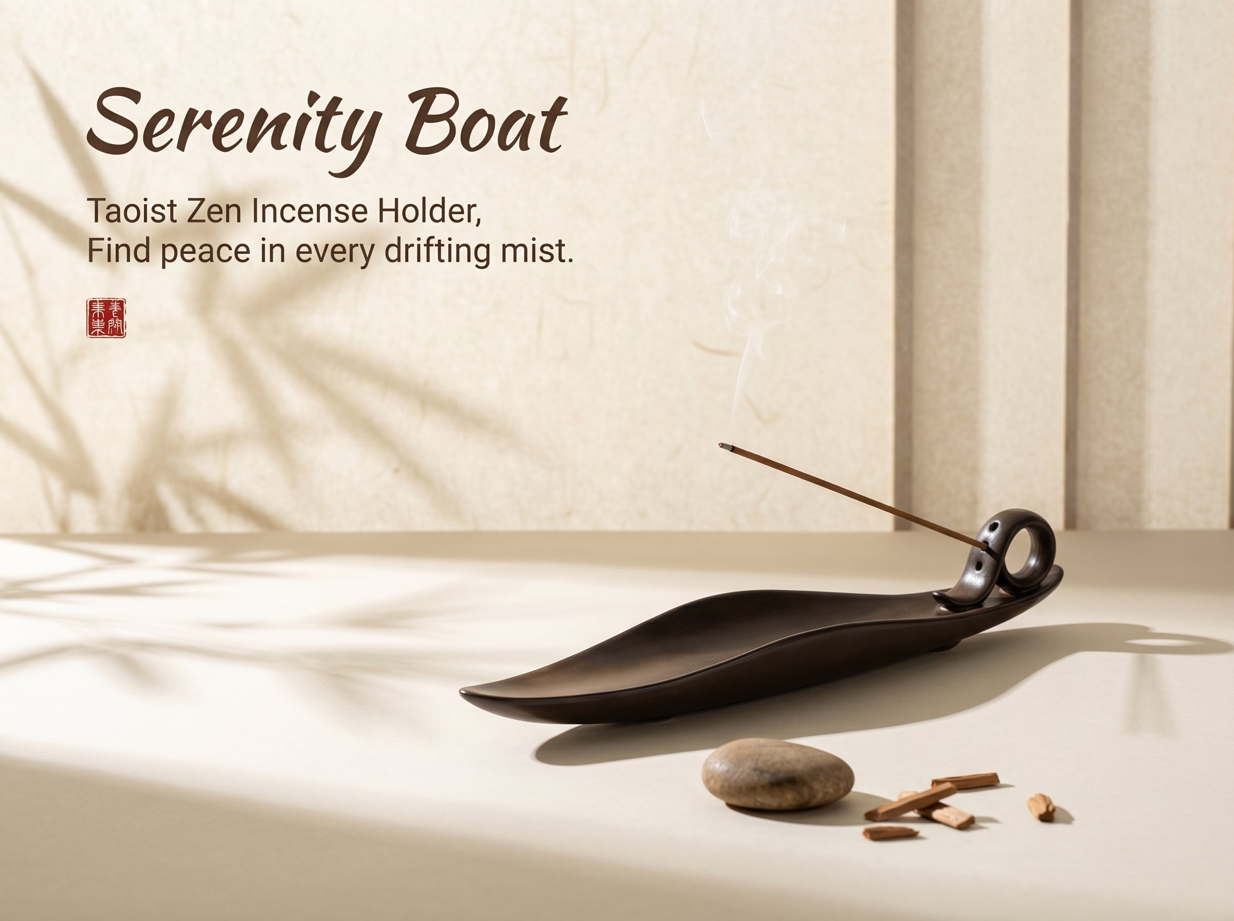 Zenflowing Taoist Serenity Boat Ceramic Incense Holder