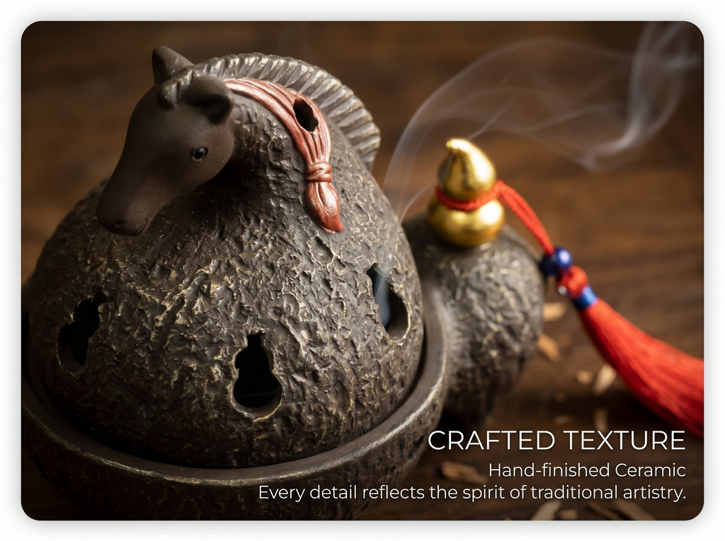 Zenflowing Horse of Fortune Ceramic Incense Burner