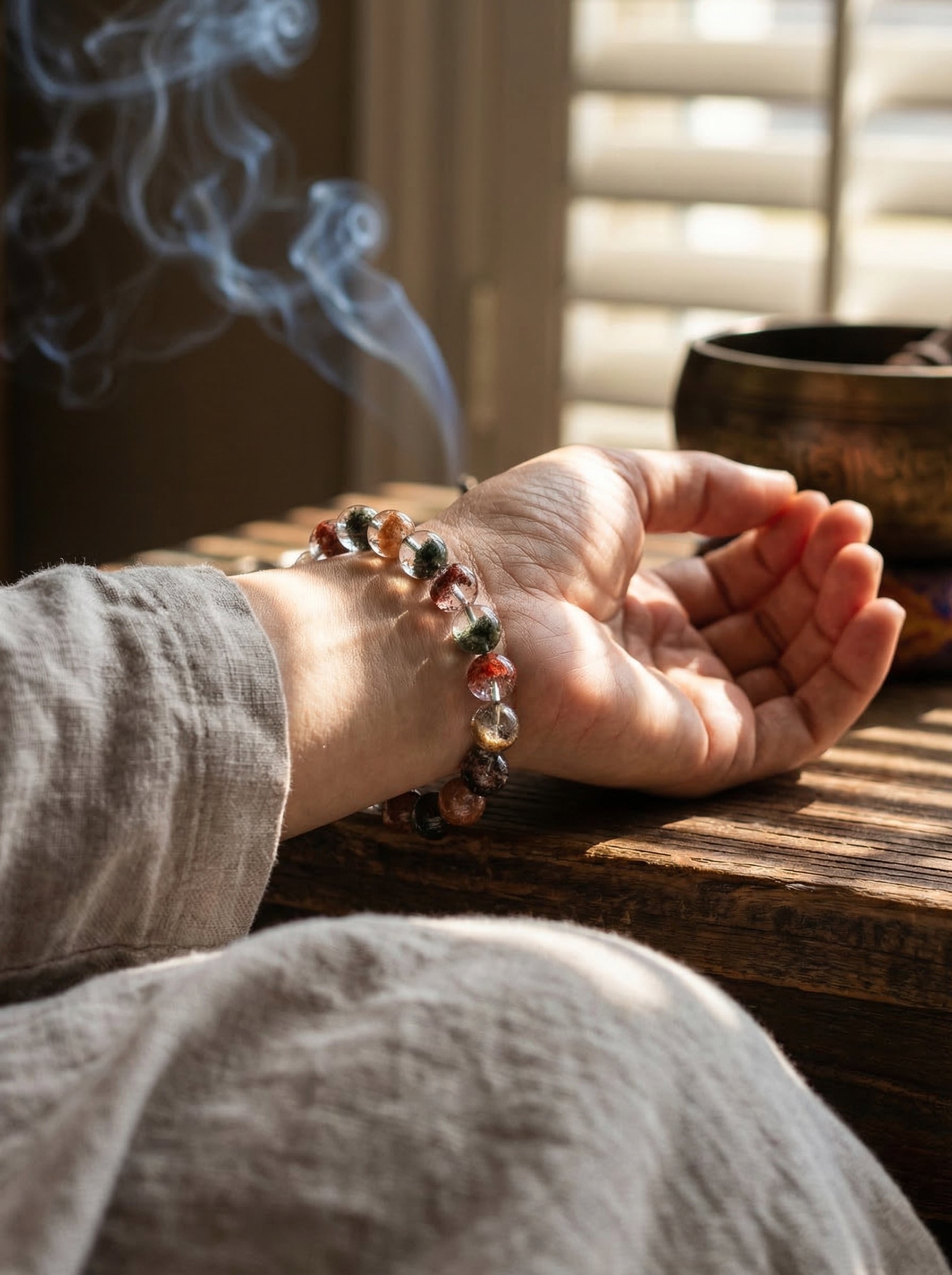 Zenflowing Natural Five Elements Phantom Crystal Bracelet – Four Seasons Harmony