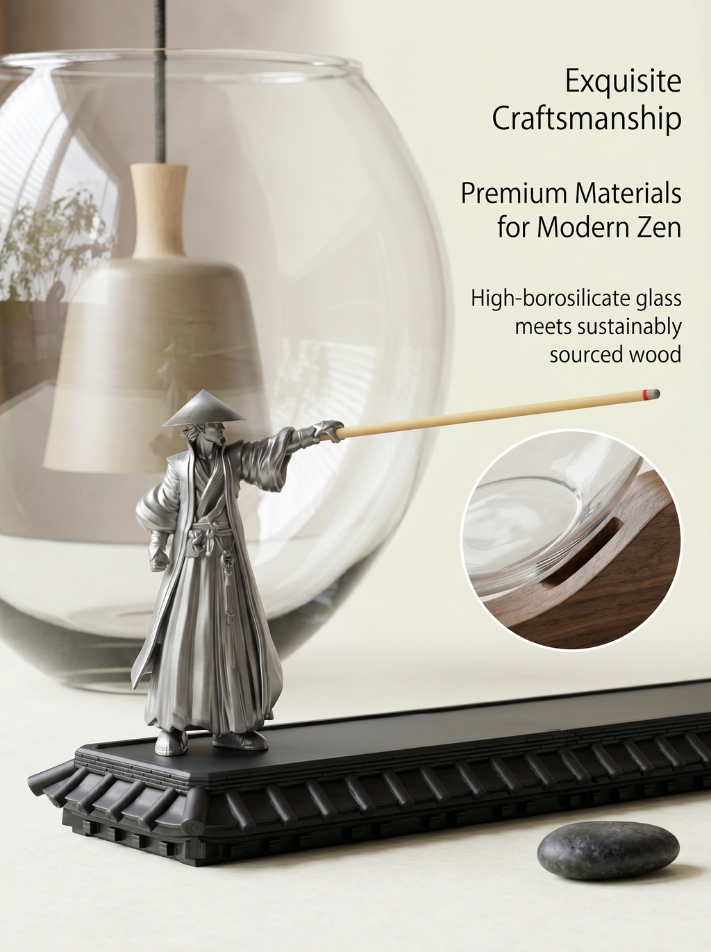 Zenflowing Multi-Function Wood & Glass Incense Burner