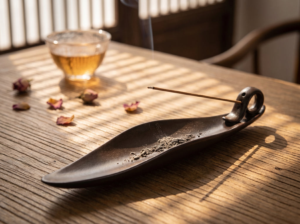 Zenflowing Taoist Serenity Boat Ceramic Incense Holder