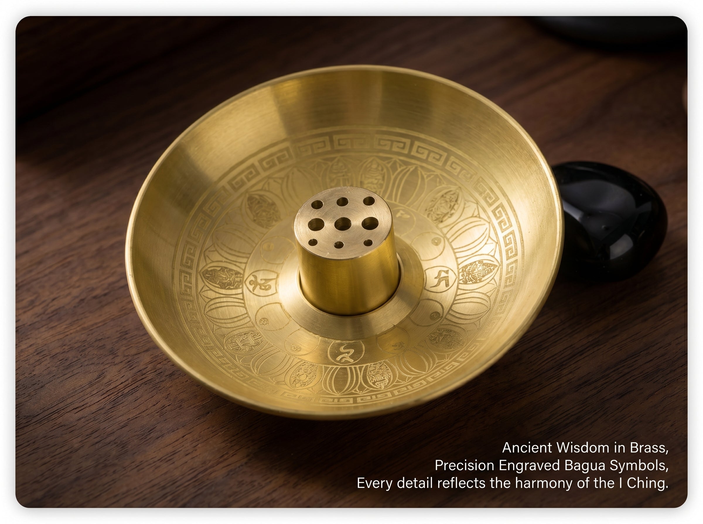 Zenflowing Brass Bagua I Ching Incense Holder Tray