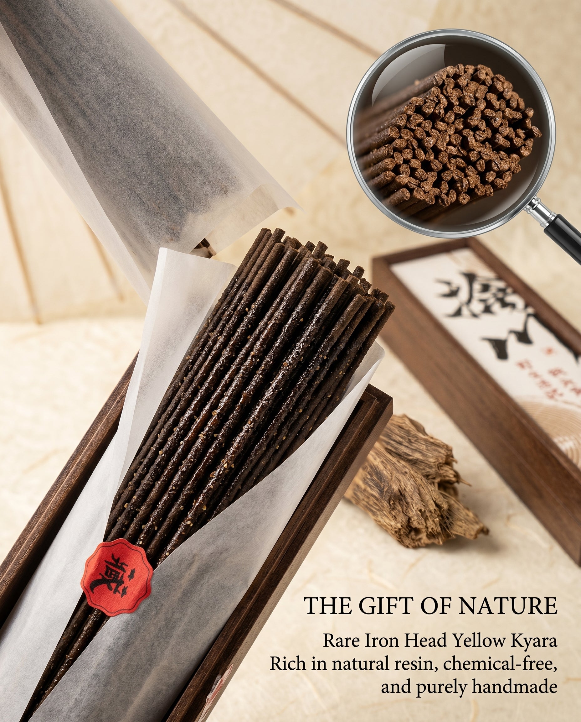 Zenflowing Yoga Mindfulness & Soul Soothing Wild Hong Kong Iron Head Yellow Kyara Sandalwood Incense Stick