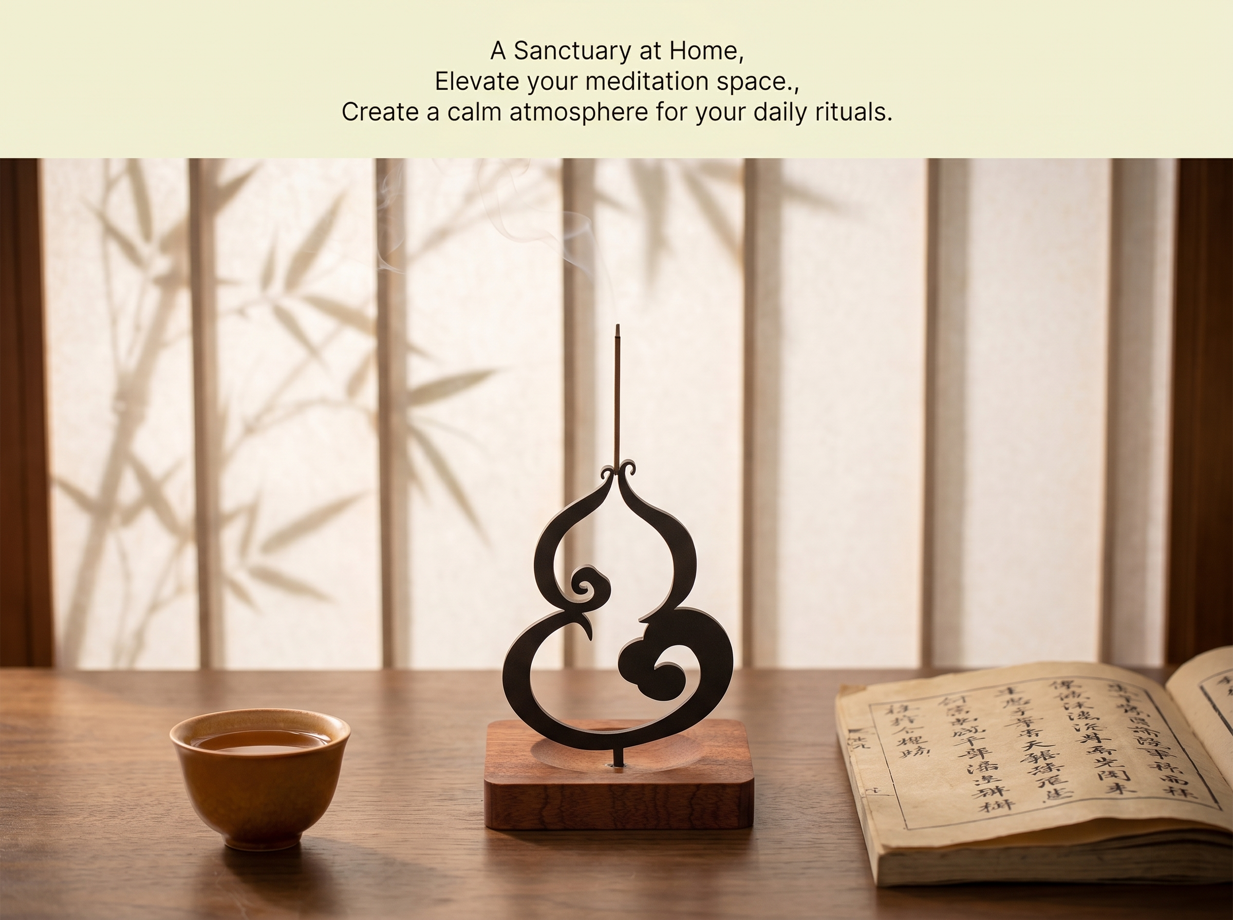 Zenflowing Taoist Gourd Harmony Copper & Wood Incense Holder