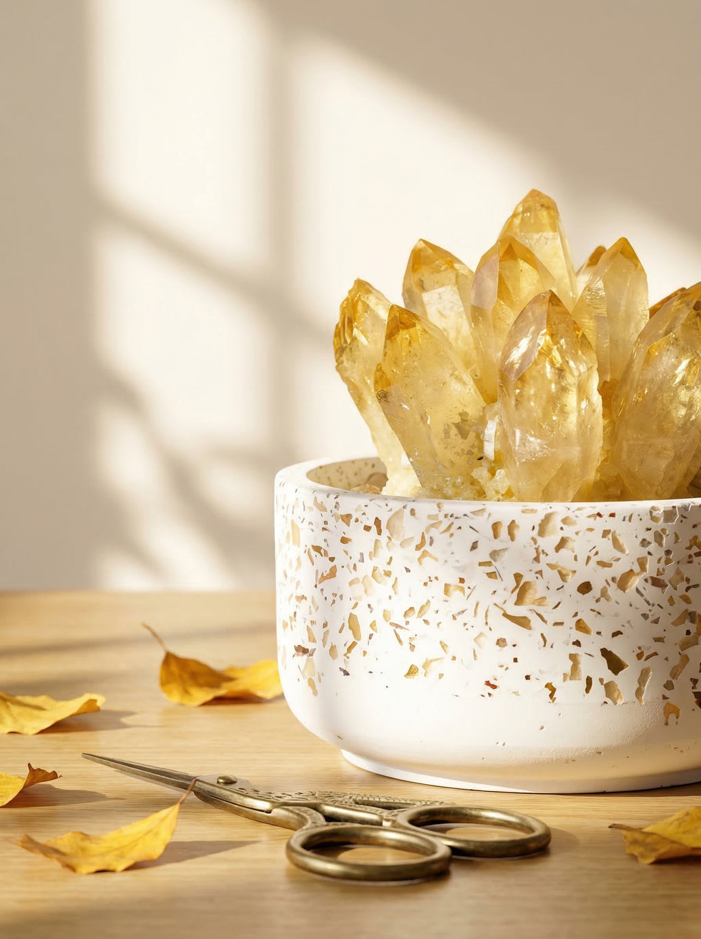 Zenflowing Crystal Cluster Potted Plant - Natural Amethyst Citrine Desk Decor & Aromatherapy Stone