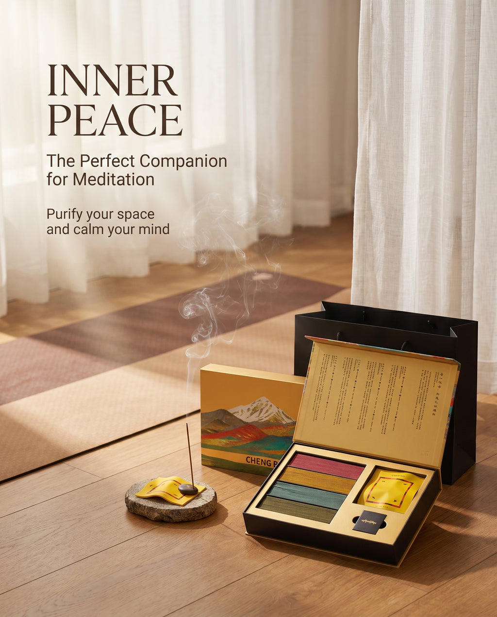 Zenflowing Enhances Meditation Tibetan Four-Blend Herbal Incense Gift Set