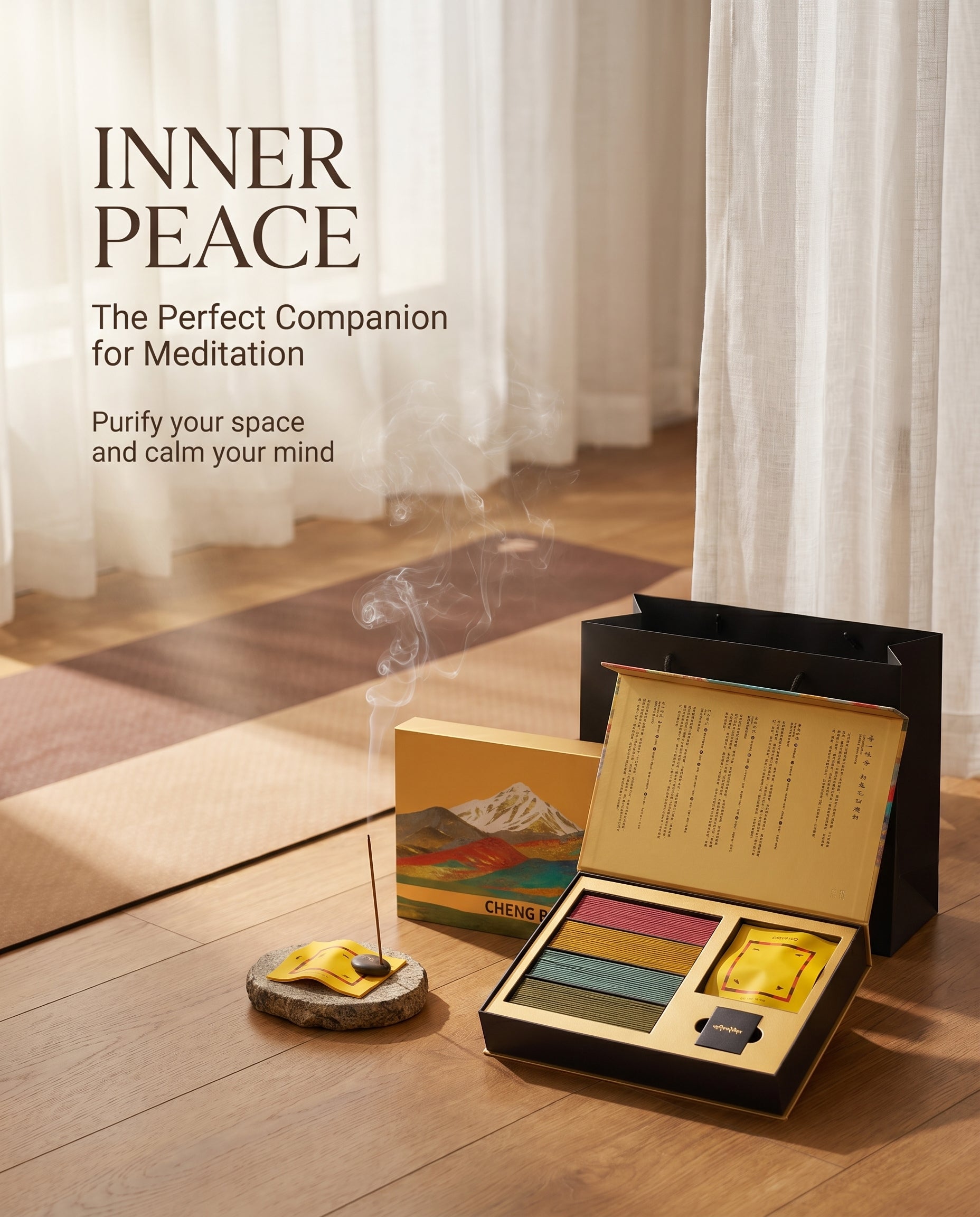 Zenflowing Enhances Meditation Tibetan Four-Blend Herbal Incense Gift Set