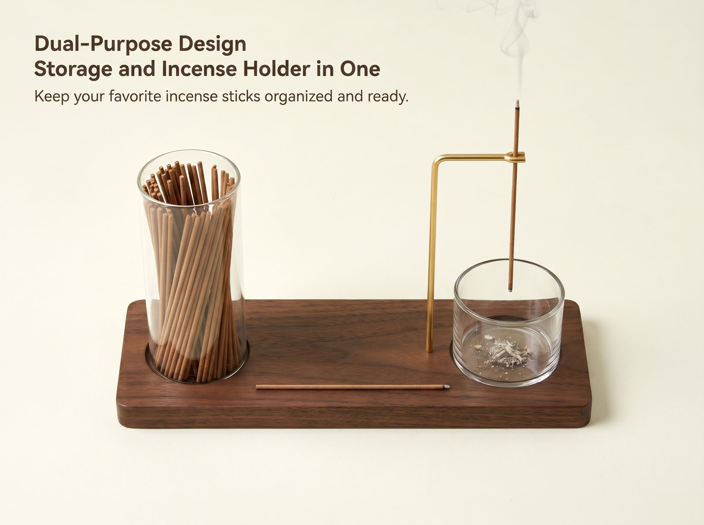 Zenflowing Multi-Function Wood & Glass Incense Burner