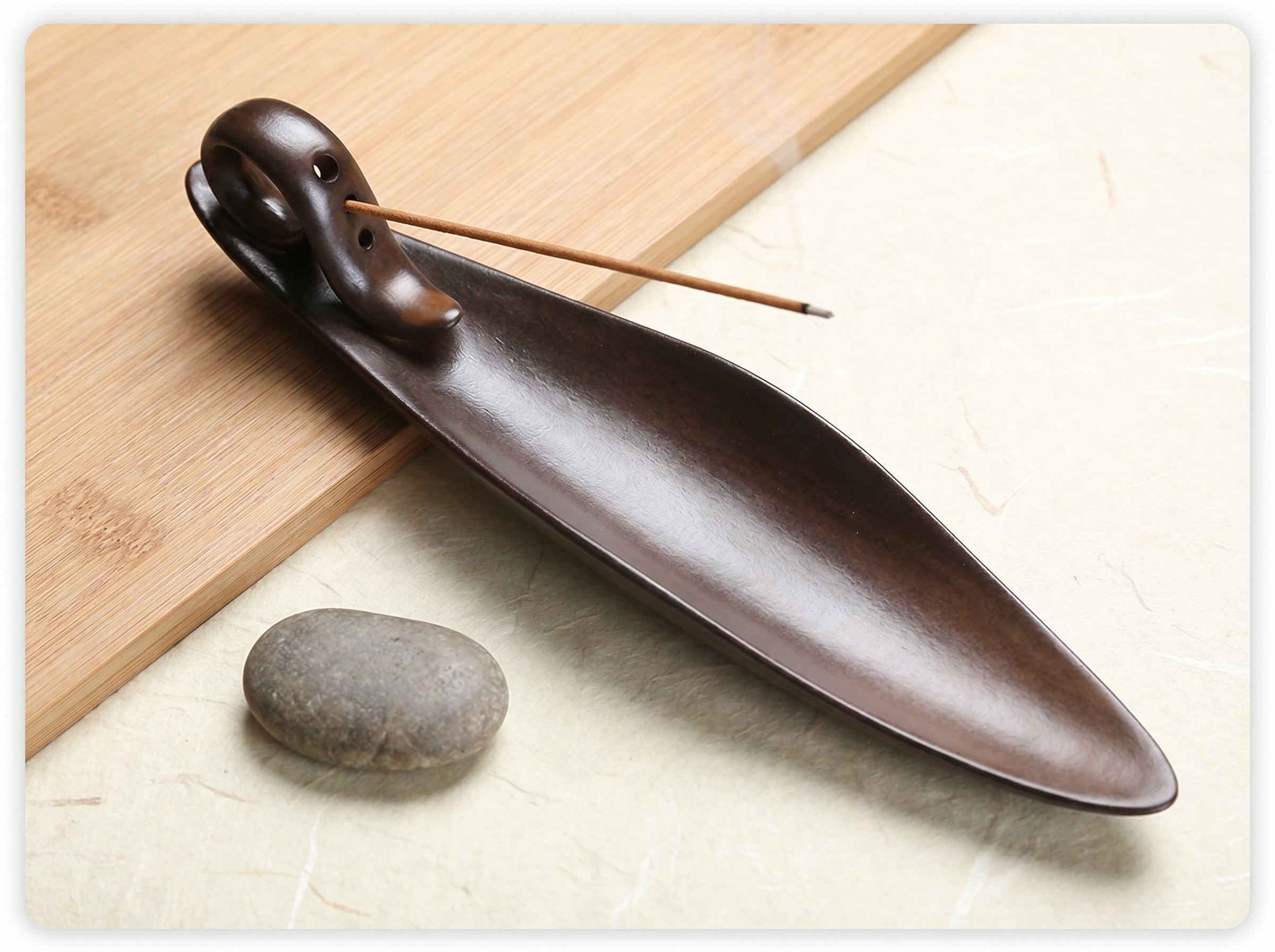 Zenflowing Taoist Serenity Boat Ceramic Incense Holder