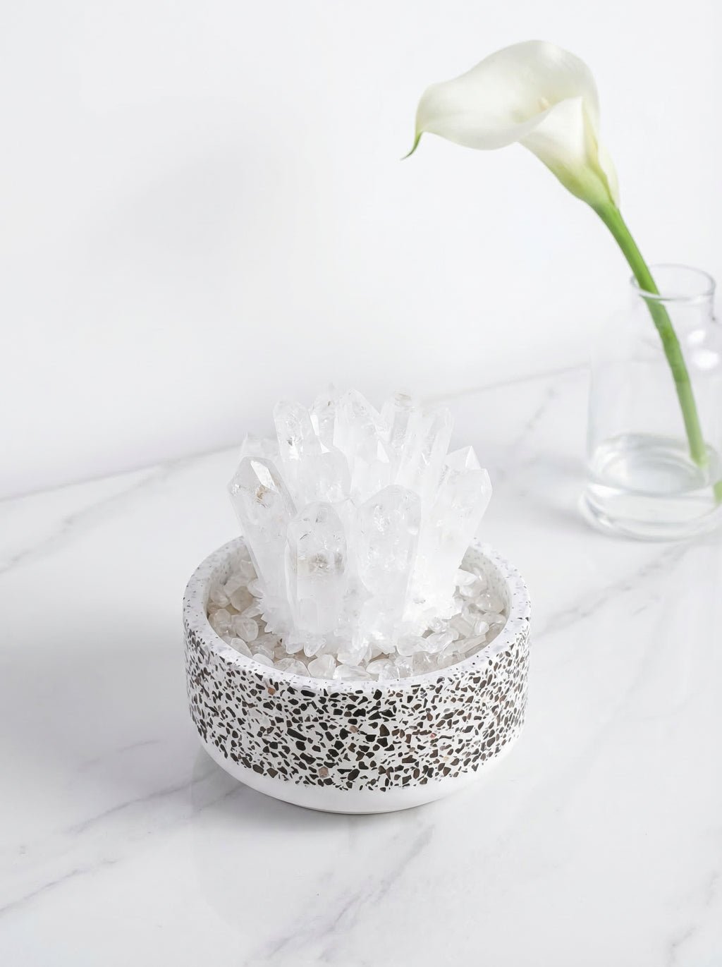 Zenflowing Crystal Cluster Potted Plant - Natural Amethyst Citrine Desk Decor & Aromatherapy Stone