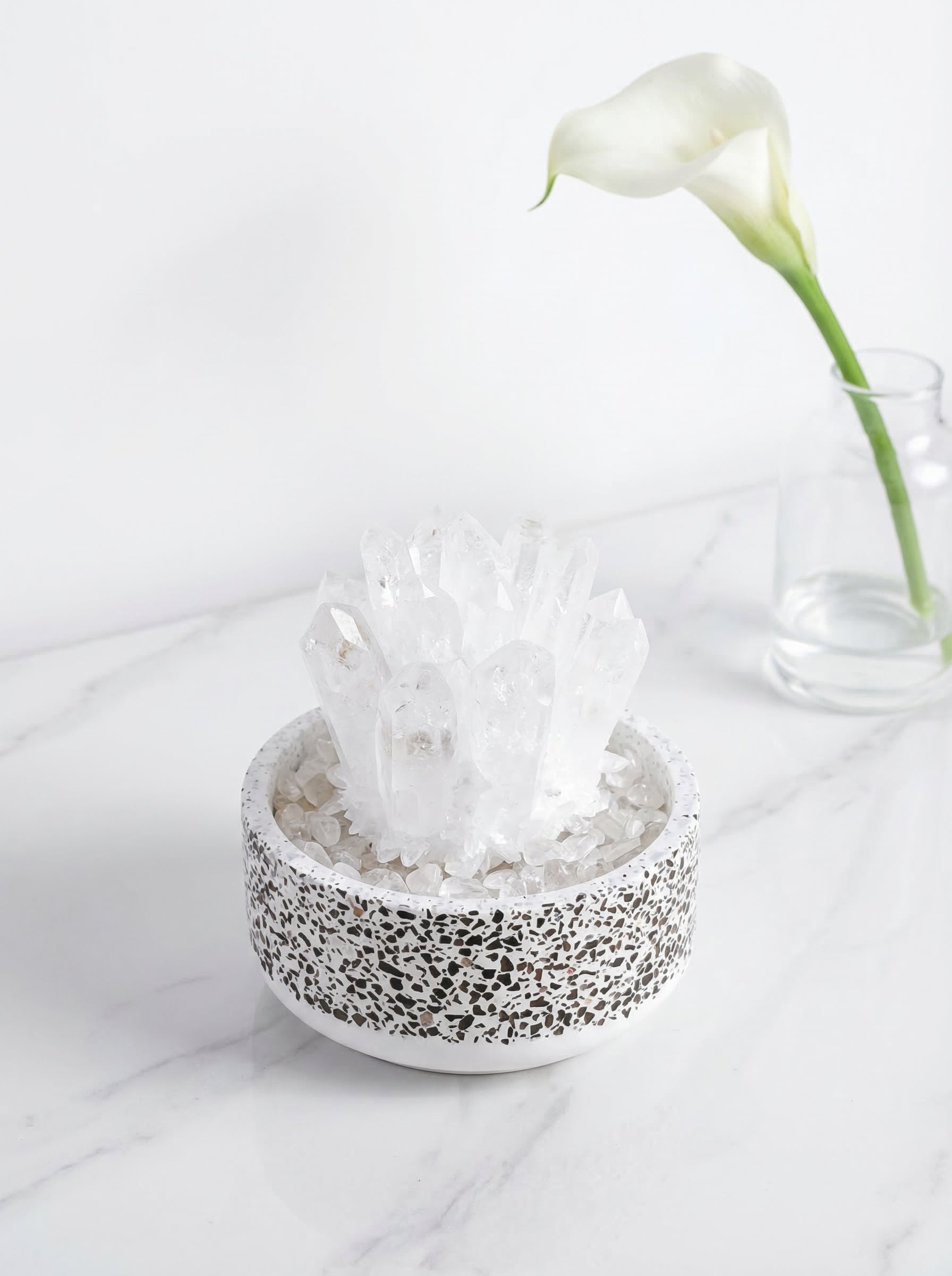 Zenflowing Crystal Cluster Potted Plant - Natural Amethyst Citrine Desk Decor & Aromatherapy Stone