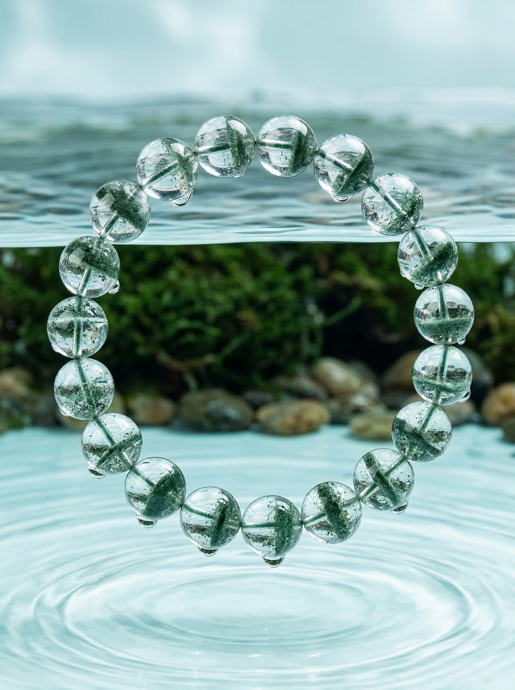 Zenflowing Natural Green Phantom Crystal Wealth Bracelet