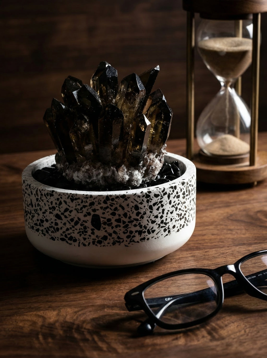 Zenflowing Crystal Cluster Potted Plant - Natural Amethyst Citrine Desk Decor & Aromatherapy Stone