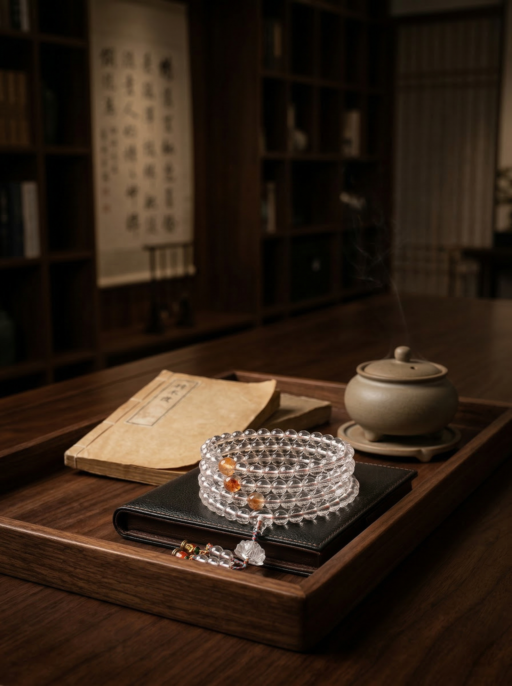 Zenflowing Natural White Crystal 108 Beads Mala Bracelet