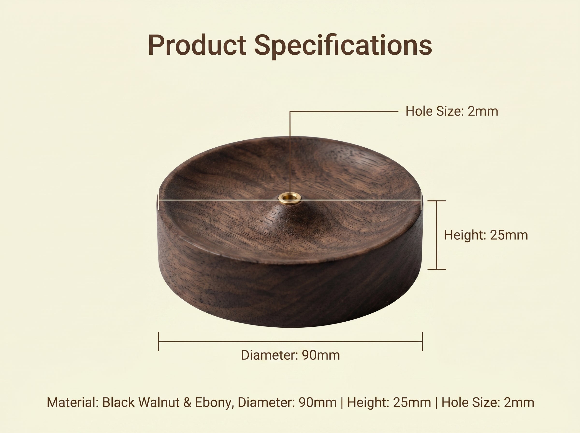 Zenflowing Black Walnut & Ebony Wood Incense Holder Base