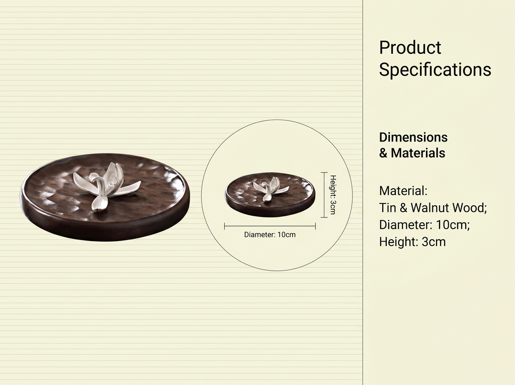 Zenflowing Magnolia Harmony Tin & Solid Wood Incense Holder