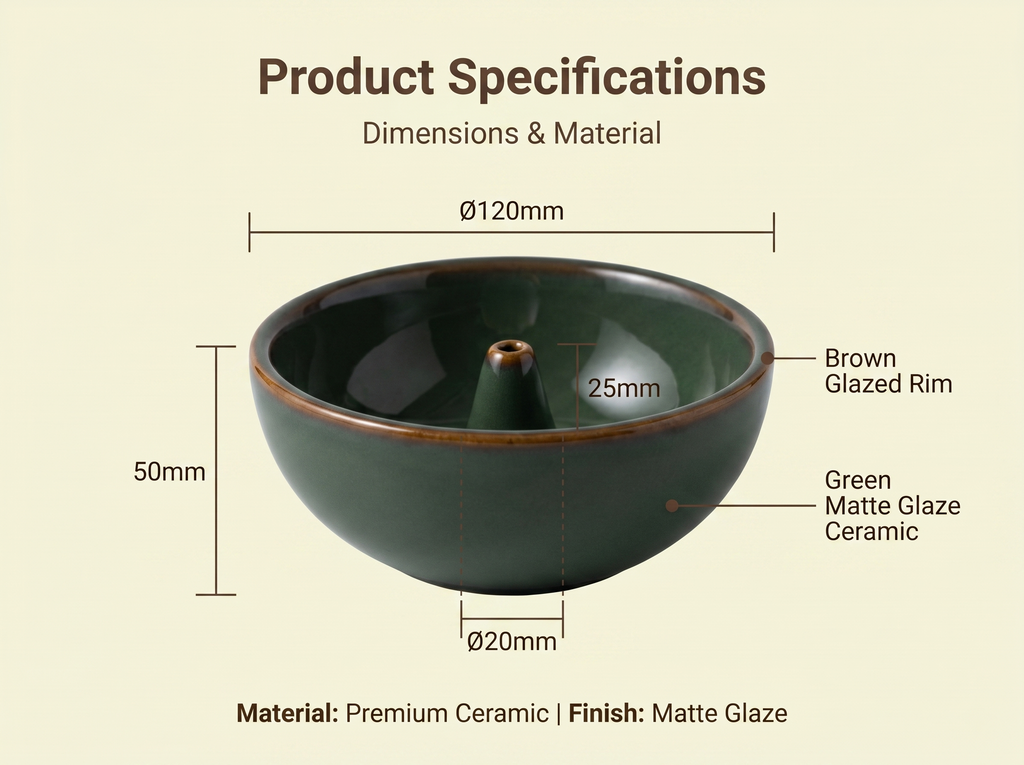 Zenflowing Modern Oriental Ceramic Incense Holder