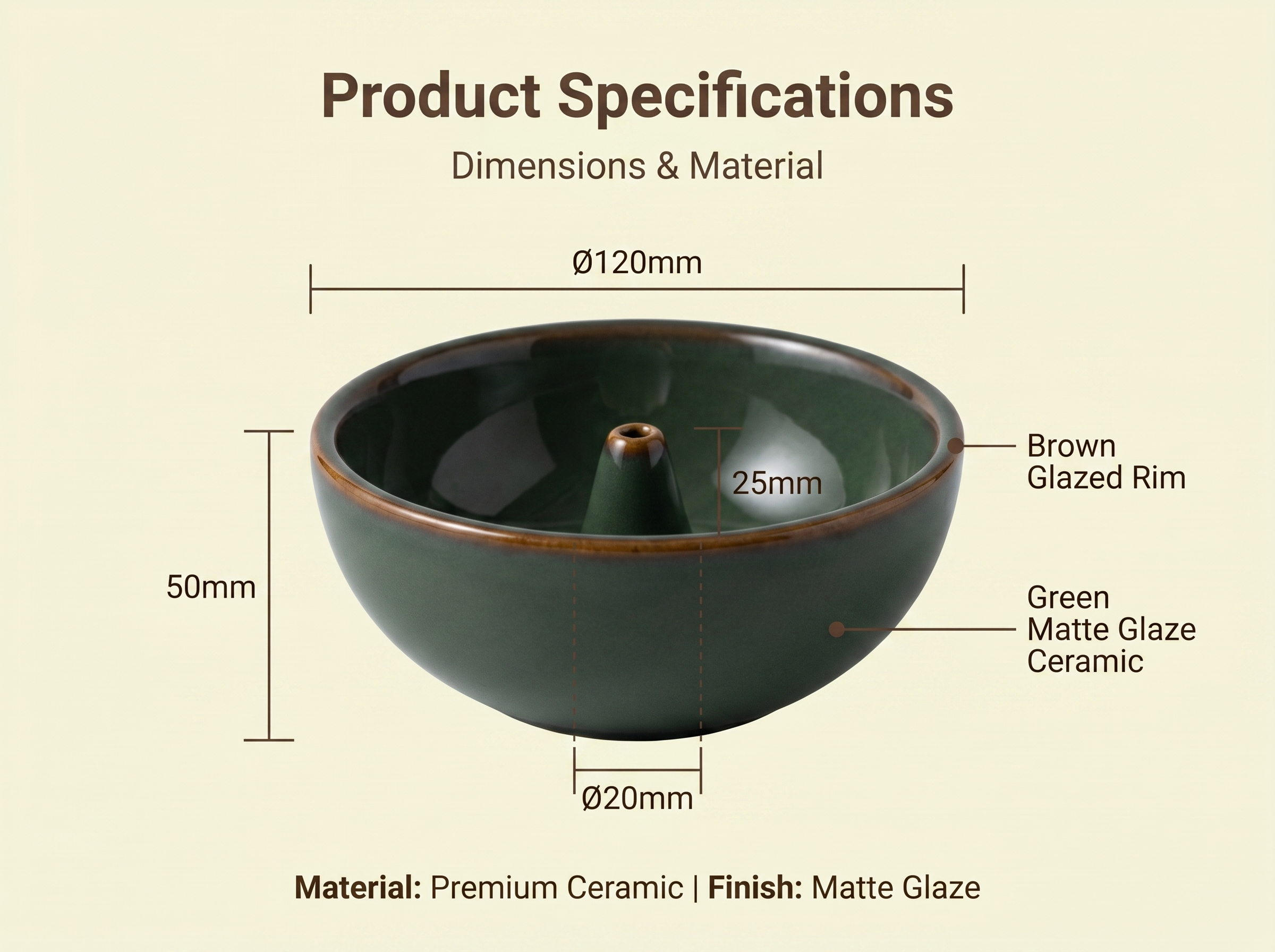 Zenflowing Modern Oriental Ceramic Incense Holder