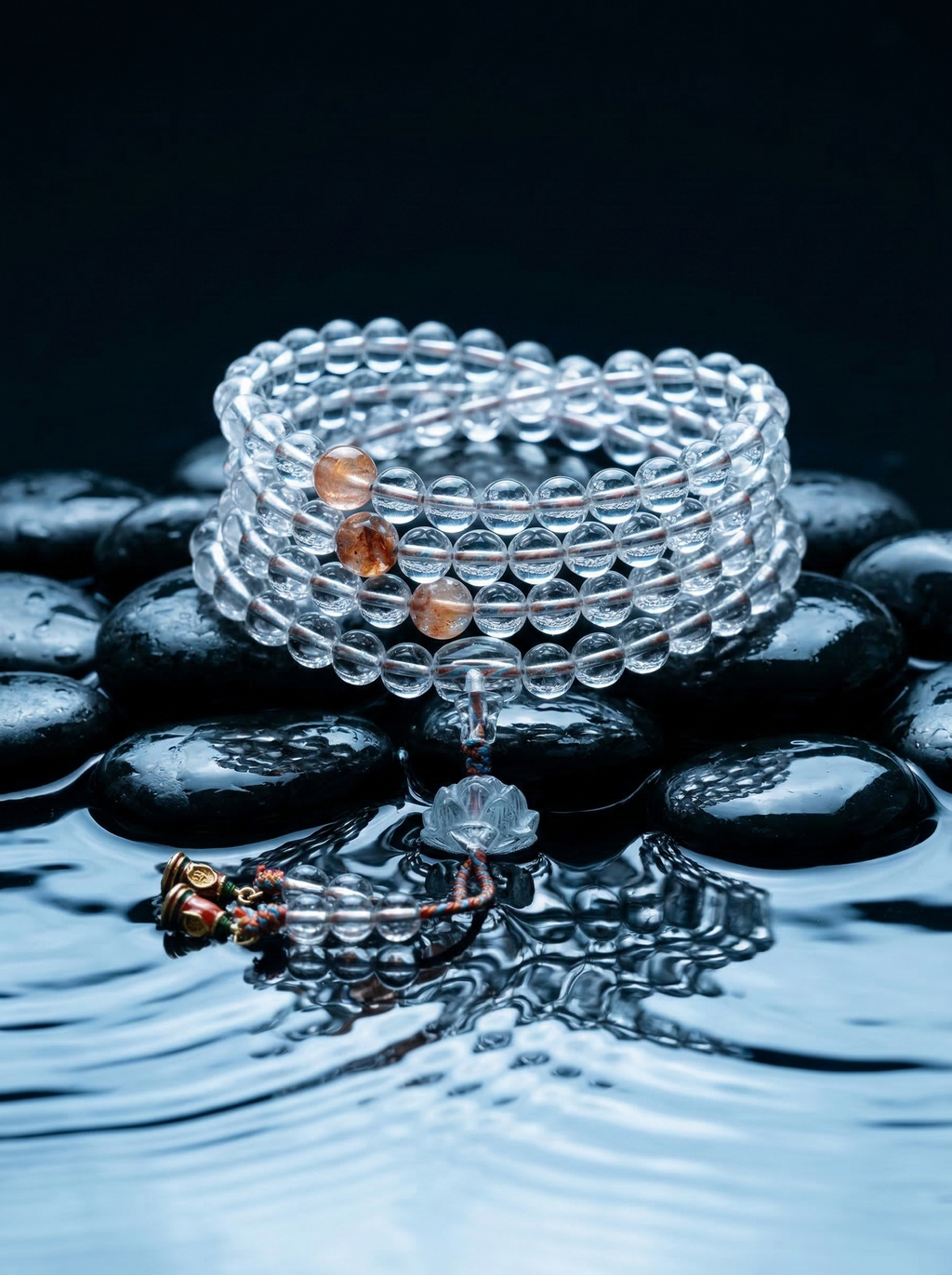 Zenflowing Natural White Crystal 108 Beads Mala Bracelet