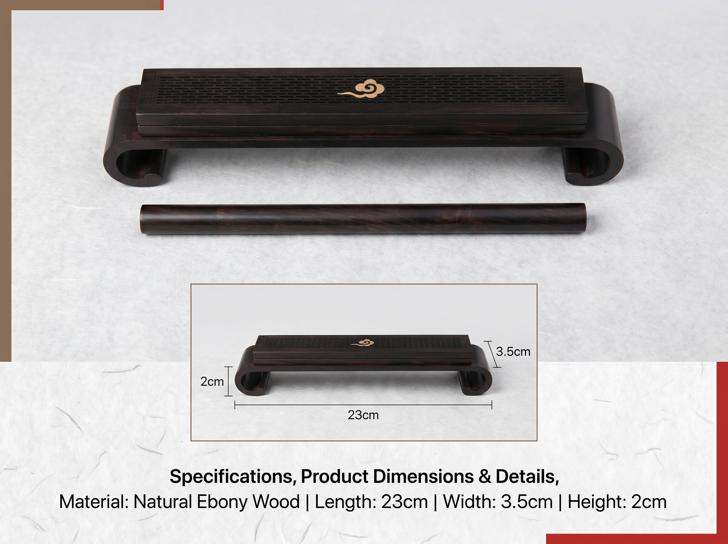 Zenflowing Ebony Wood Horizontal Incense Box