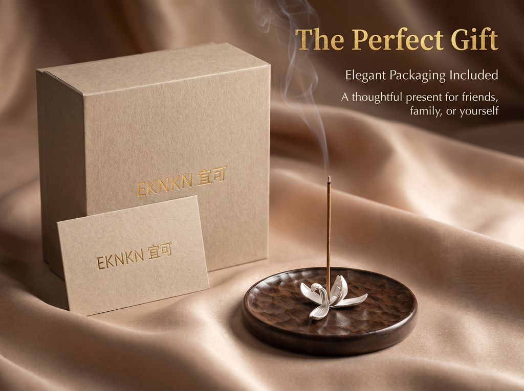 Zenflowing Magnolia Harmony Tin & Solid Wood Incense Holder