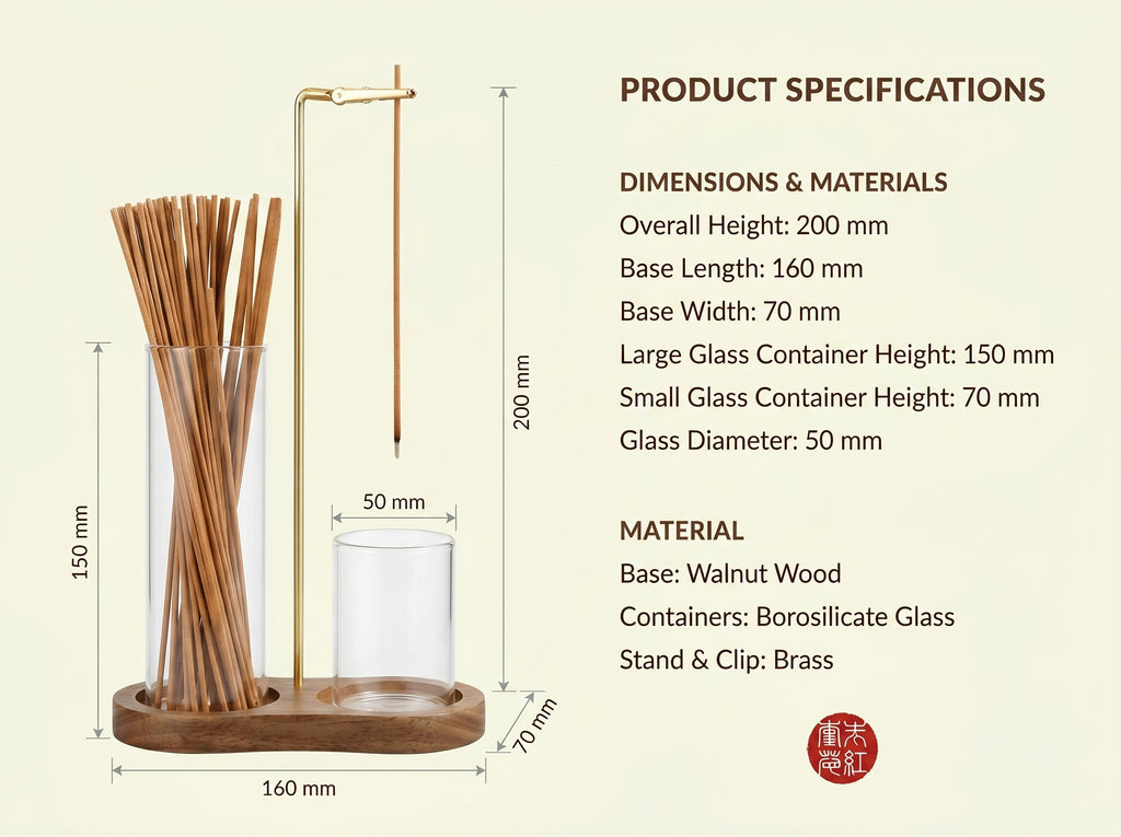 Zenflowing Multi-Function Wood & Glass Incense Burner