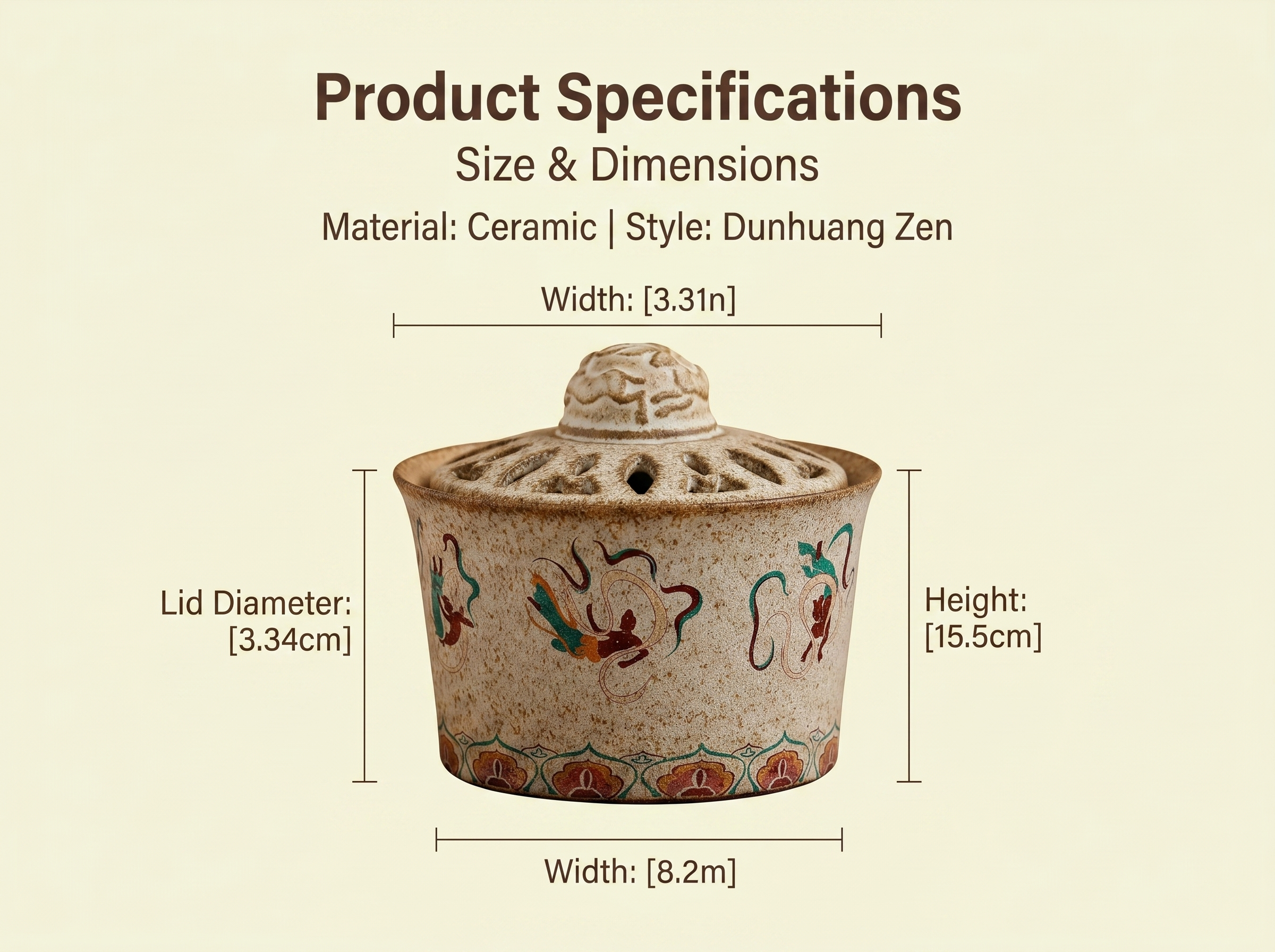 Zenflowing Dunhuang Flying Apsaras Ceramic Incense Burner
