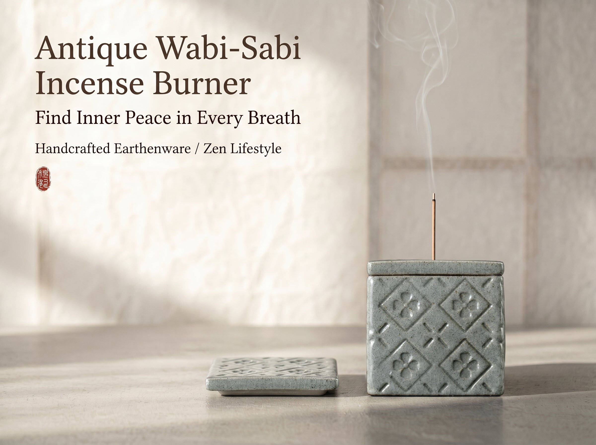 Zenflowing Antique Wabi-Sabi Earthenware Incense Burner